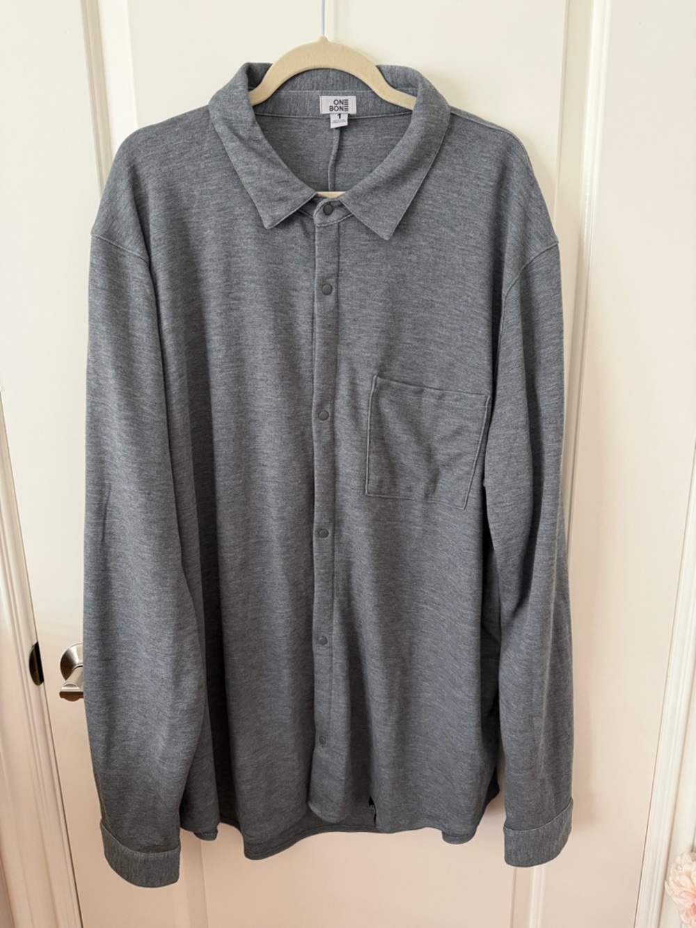 One Bone Gray Long-Sleeve Button-Up Shirt Jacket size1